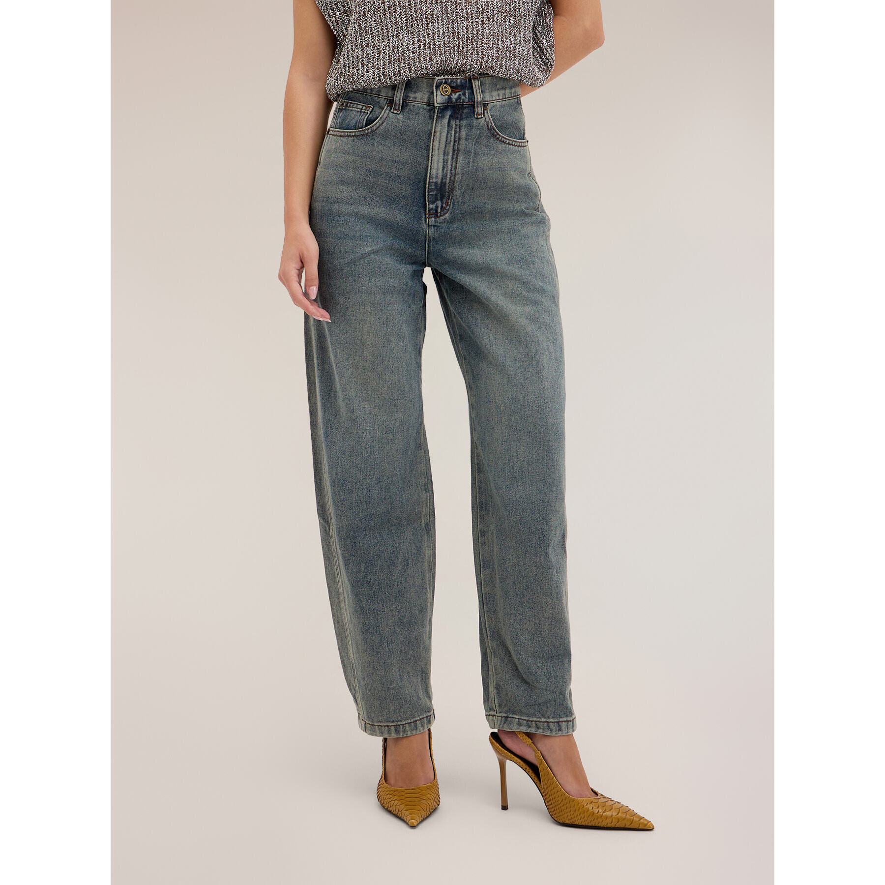 Motivi - Jeans balloon fit a vita alta - Blu