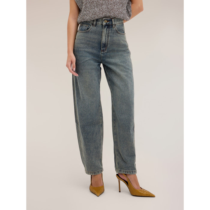 Motivi - Jeans balloon fit a vita alta - Blu