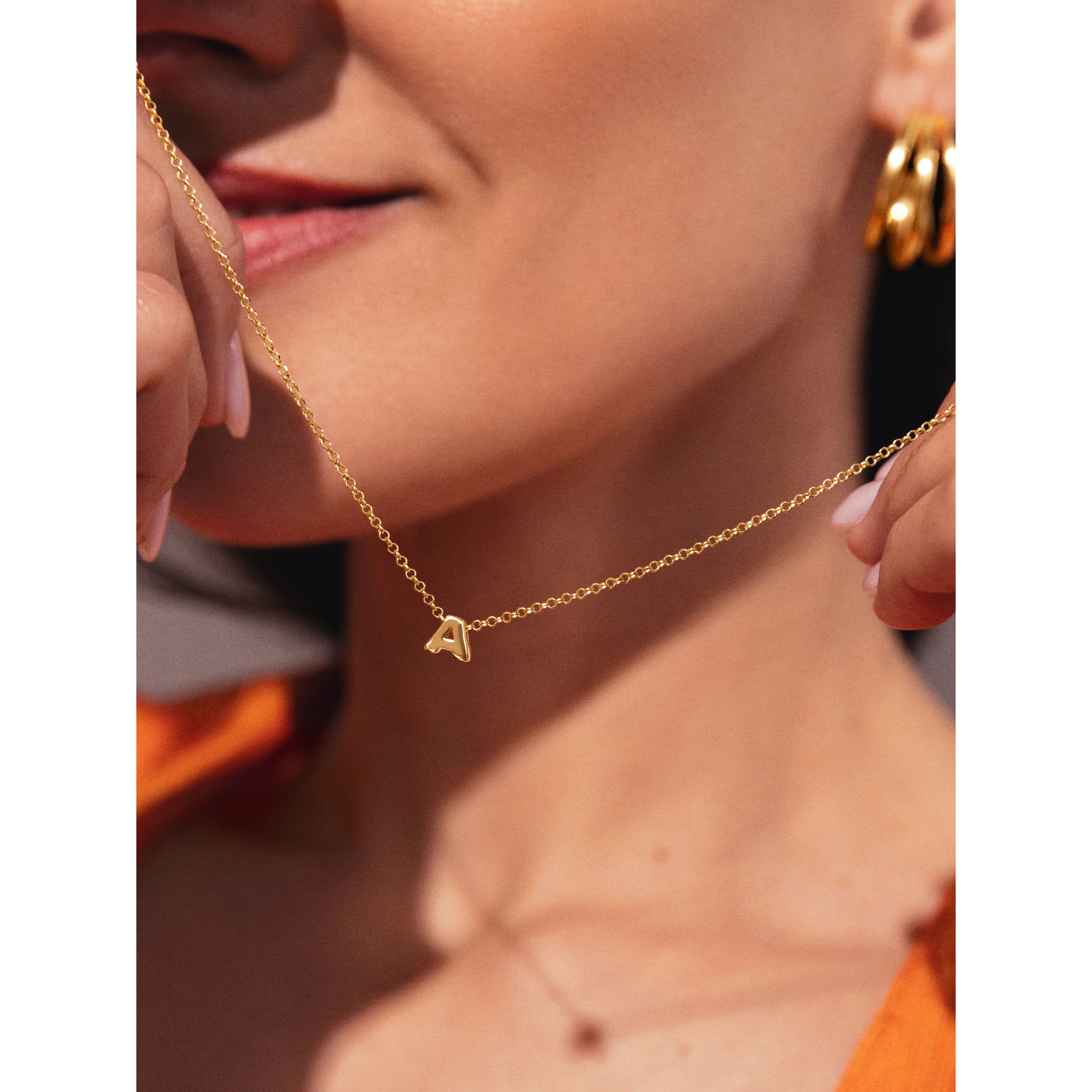 Collana Personalized Single Letter Argento Placcato Oro