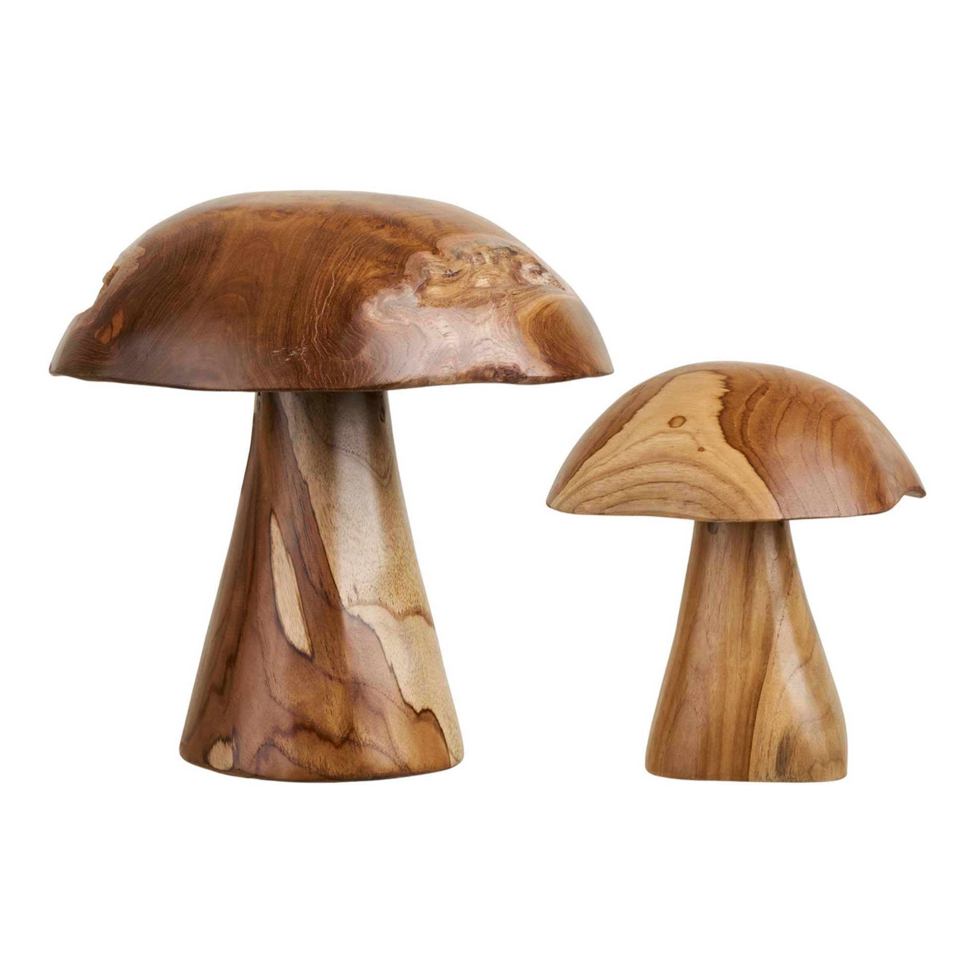 Funghi decorativi Kodi in teak naturale, set di 2