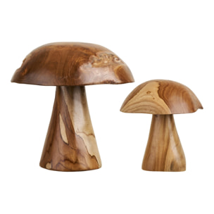 Funghi decorativi Kodi in teak naturale, set di 2
