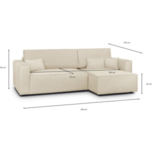 Canapé d'angle convertible 4 places en tissu chenille - LIVIA