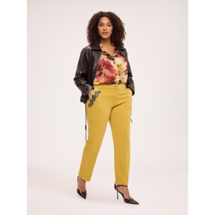 Fiorella Rubino - Pantaloni chino con applicazioni - Giallo