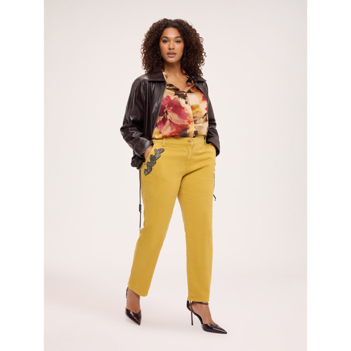 Fiorella Rubino - Pantaloni chino con applicazioni - Giallo