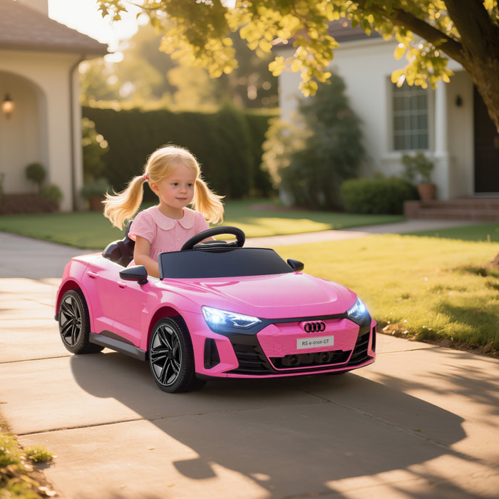 Véhicule électrique enfant Audi RS e-tron GT V. max. 5 Km/h télécommande effets sonores + lumineux rose