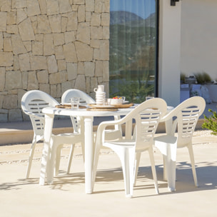 Table extensible 170x90x73cm blanche + 4 chaises SAY