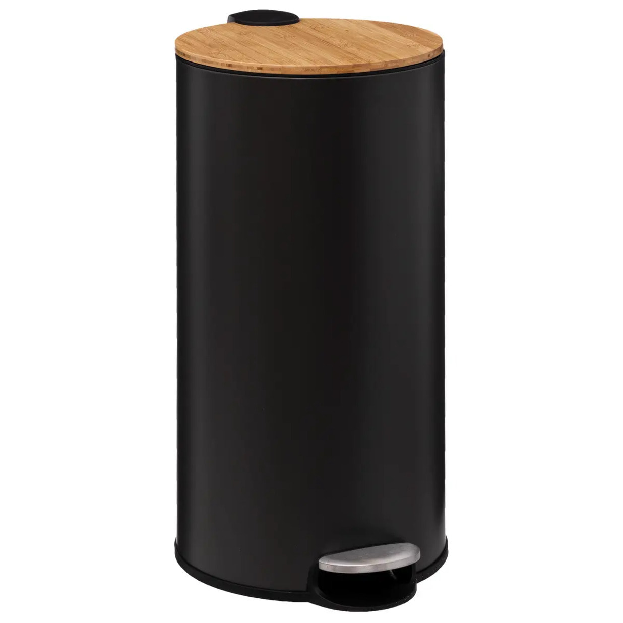 Poubelle couvercle bambou 30L "Modern Color" noir
