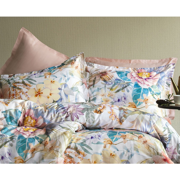 Parure housse de couette et taies oreiller 100% Satin de Coton imprimé