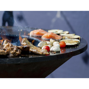 Barbecue brasero avec plaque d'acier de 100 cm