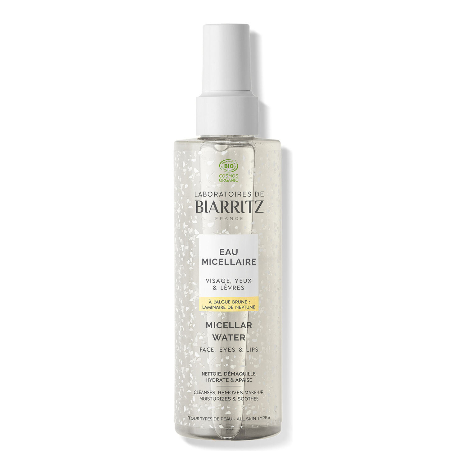 Eau Micellaire à l'Algue Brune - Eau Micellaire Bio Hydrate & Apaise Visage, Yeux & Lèvres 200ml