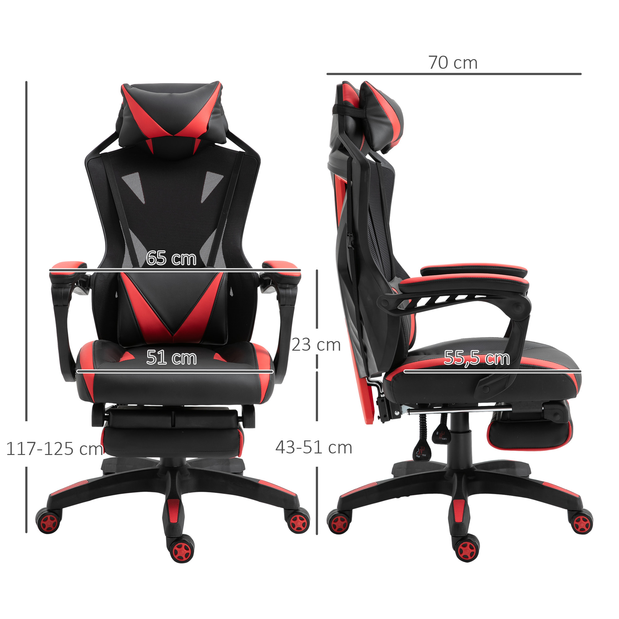 Silla Gaming para Oficina Respaldo Regulable Negro y Rojo