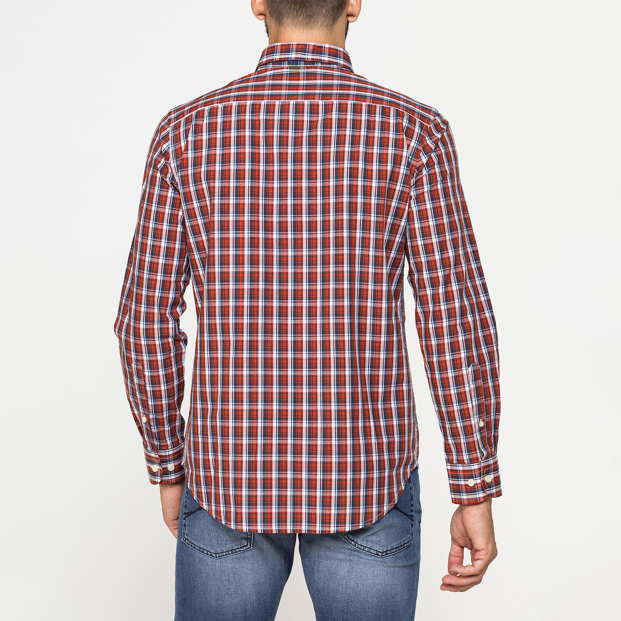 CAMICIA FANTASIA TINTO FILO CON COLLO BUTTON-DOWN