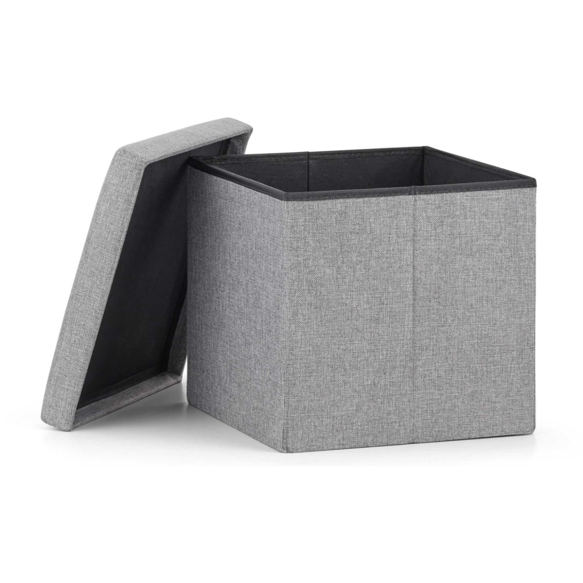 Pouf contenitore pieghevole Oskar in tessuto Oxford grigio