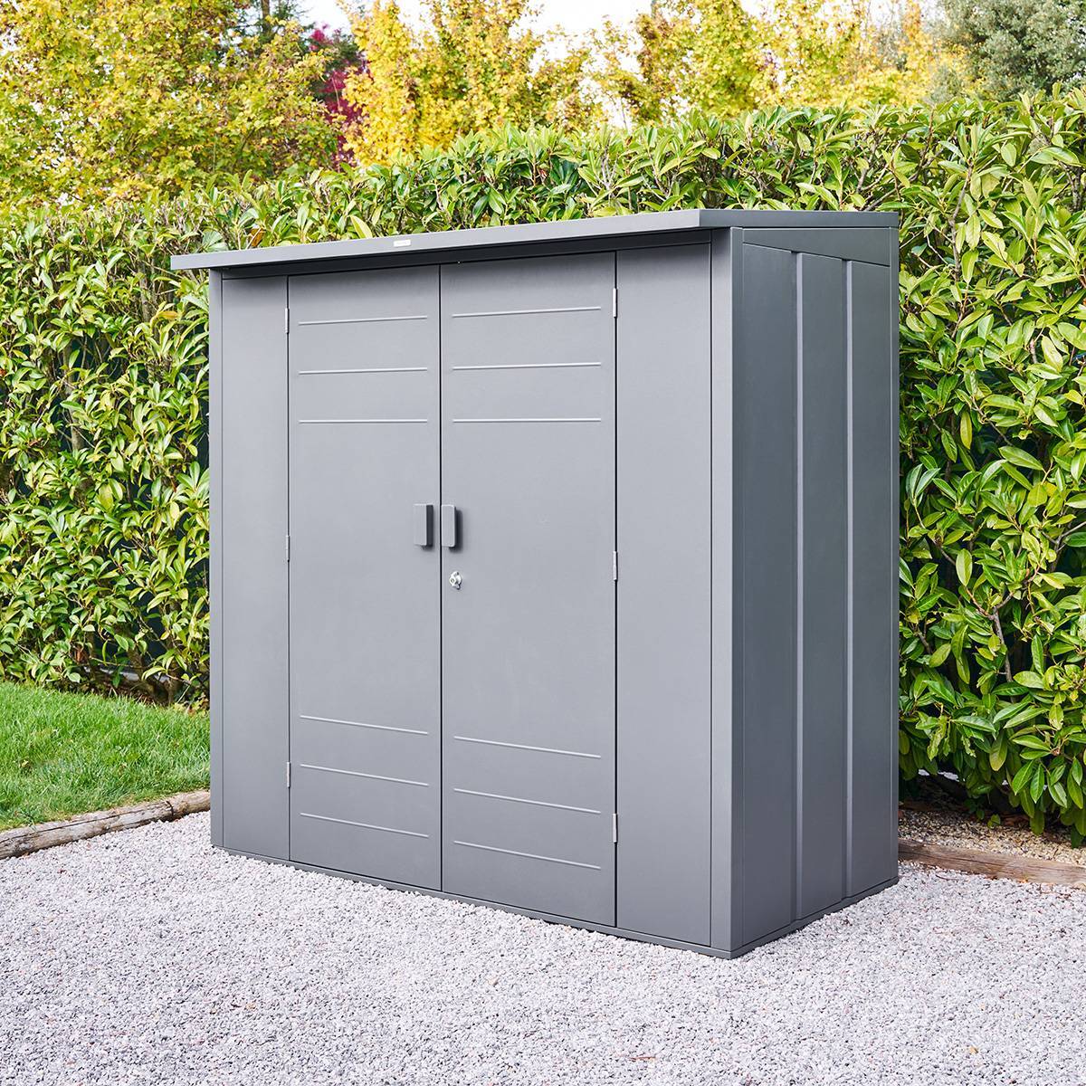 Abri de jardin Forgia gris graphite en acier galvalisé 191x117x200 cm