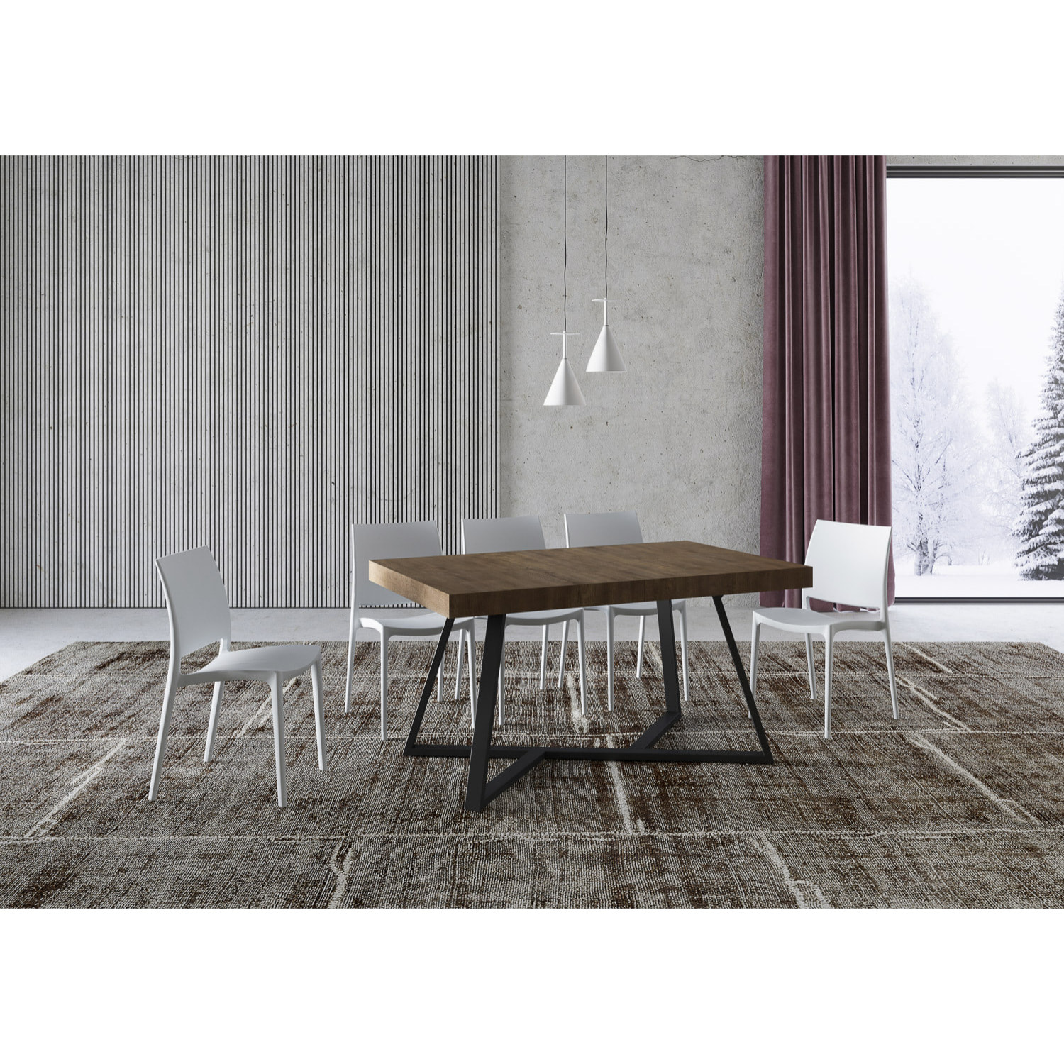 Table extensible 90x140/244 cm Booster noyer pieds anthracite