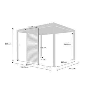Persienne 130cm pour pergola bioclimatique Triomphe. côté 4m. panneau brise vue. aluminium. anthracite