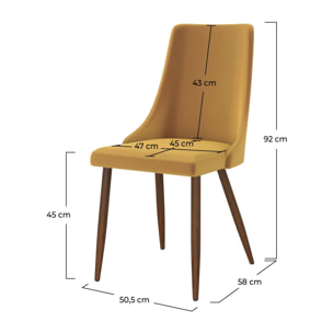 Lot de 2 chaises en velours jaune moutarde - Vinni