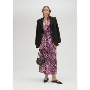 Vestito Camicia Animalier Fucsia