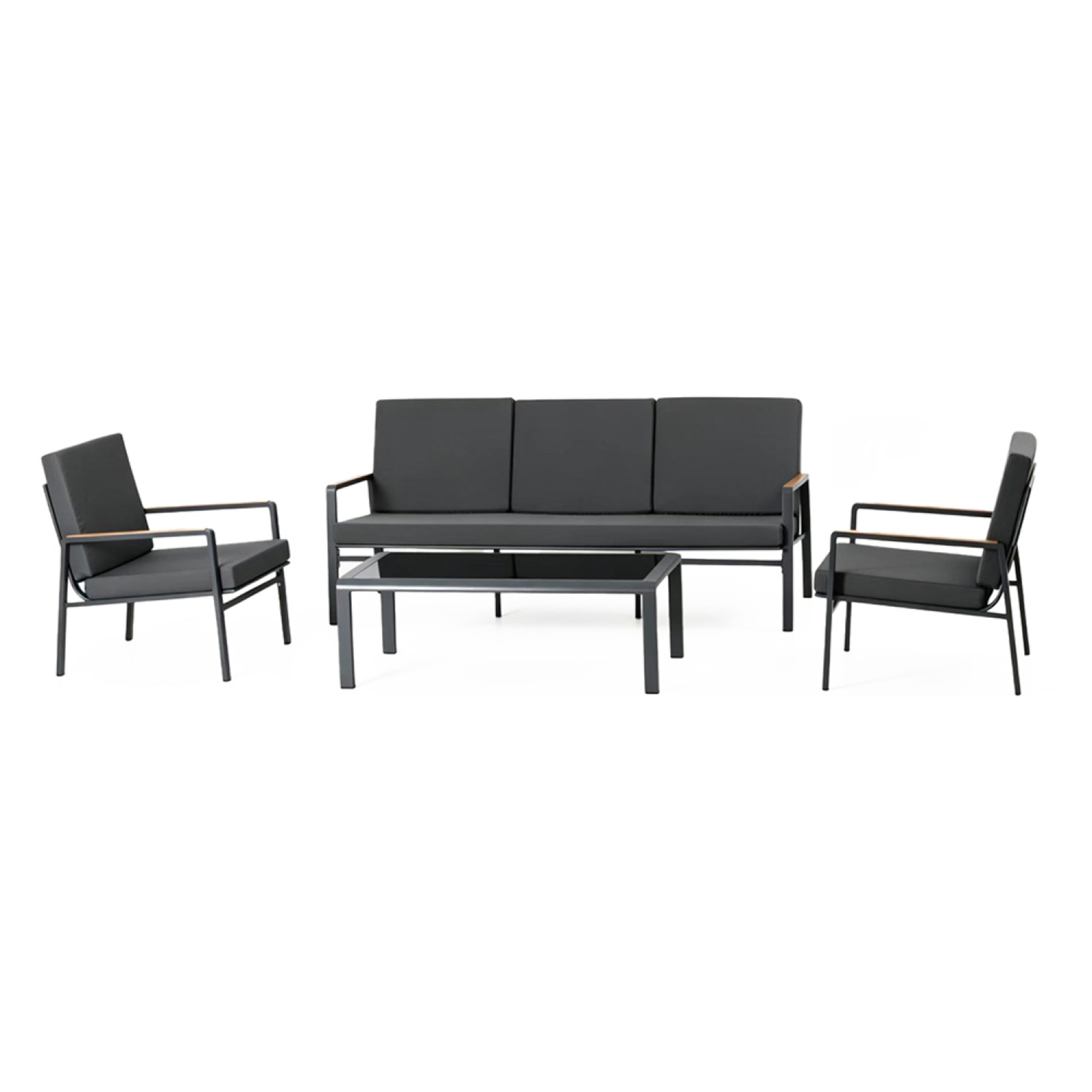 Salon de jardin 5 places en aluminium gris foncé DERWENT