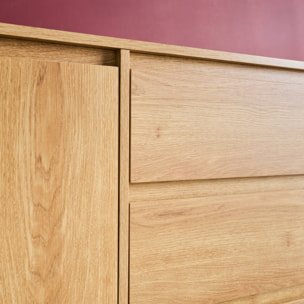 Buffet décor bois 2 portes 3 tiroirs 150cm HARMONY