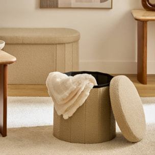 Pouf Fink rond pliable D.38cm beige