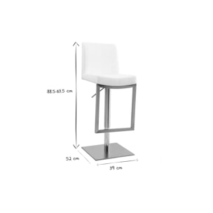 Tabourets de bar relevables blanc et acier chromé (lot de 2) KYLE