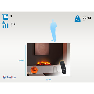 Cheminée décorative avec flamme simulée et bûches