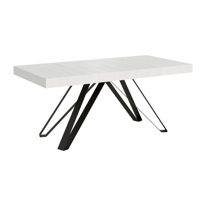 Mesa extensible 90x200/304 cm Terium fresno blanco patas antracita