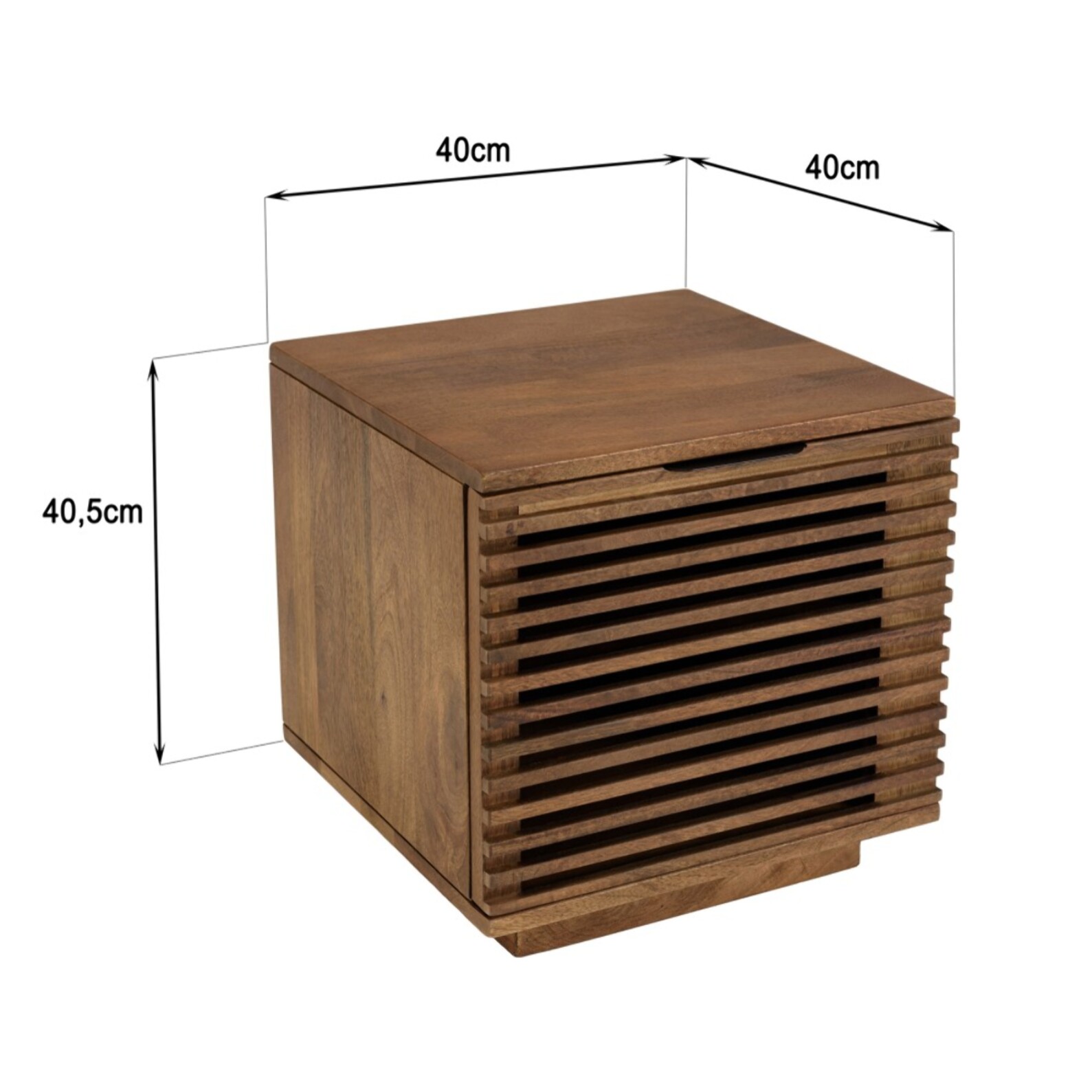 ALIX - Table de chevet en bois de manguier 1 porte ajourée