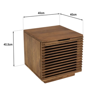 ALIX - Table de chevet en bois de manguier 1 porte ajourée