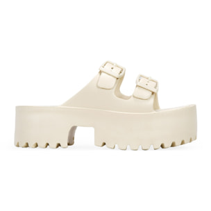 Sandalias de plataforma beige en goma