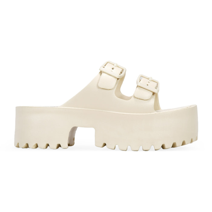 Sandalias de plataforma beige en goma