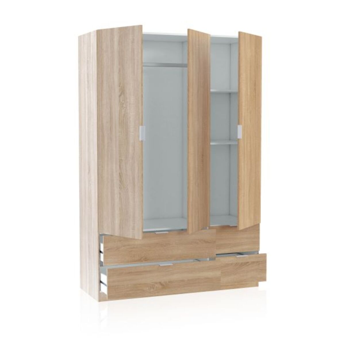 Armario Magan 3 puertas y 4 cajones Roble Canadian