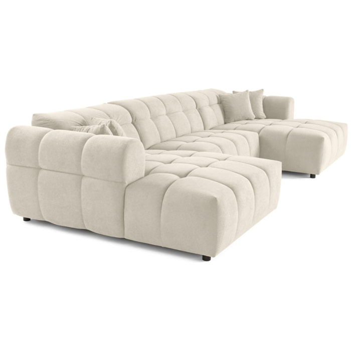 Ray - canapé panoramique en U 7 places en tissu texturé - Beige
