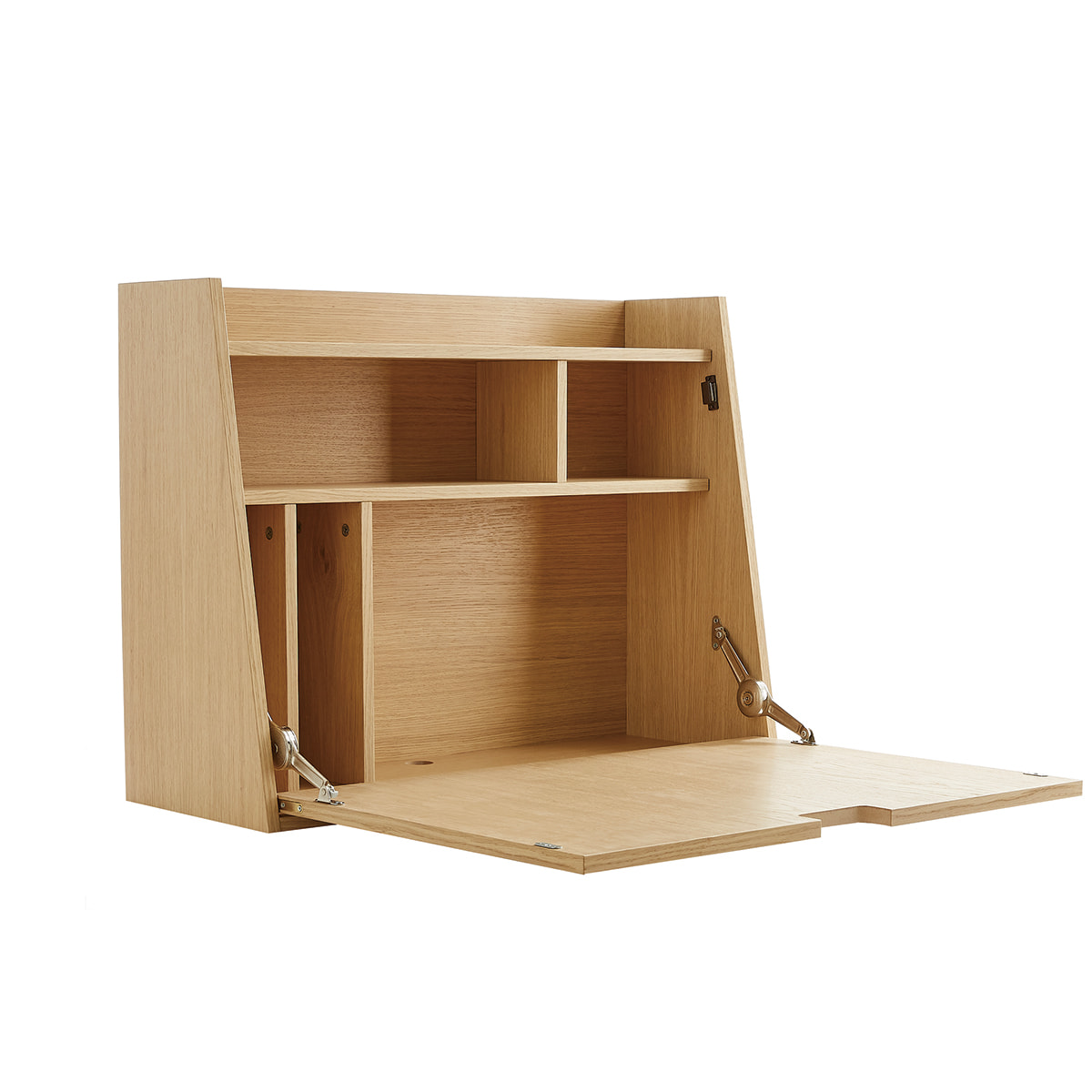 Bureau mural avec rangements scandinave bois clair chêne L78 cm GABIN