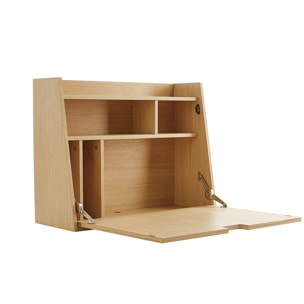 Bureau mural avec rangements scandinave bois clair chêne L78 cm GABIN