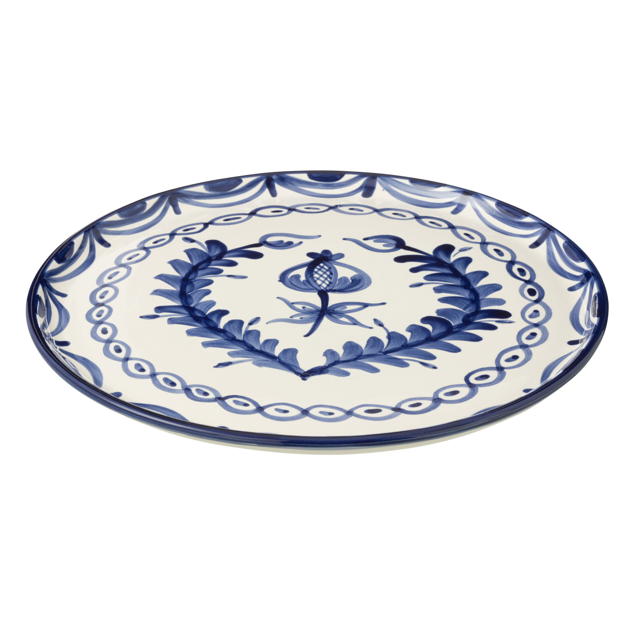 J-Line assiette Granada - céramique - blanc/bleu