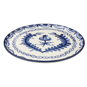 J-Line assiette Granada - céramique - blanc/bleu