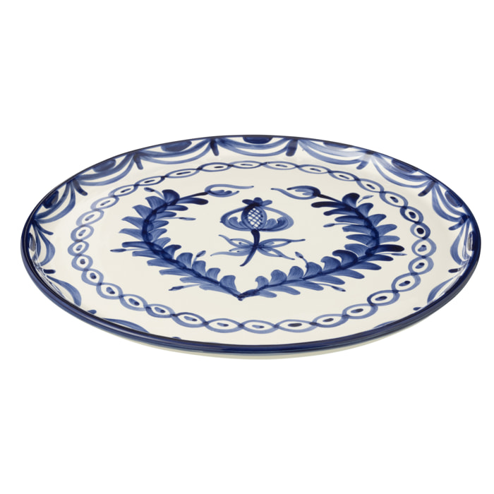 J-Line assiette Granada - céramique - blanc/bleu