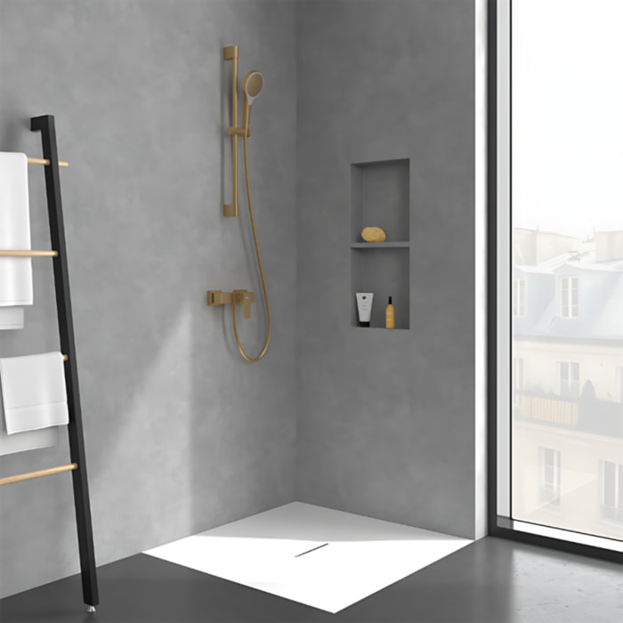 Mitigeur mécanique douche Architectura Square + Ensemble de douche Verve Showers 3 jets Or brossé
