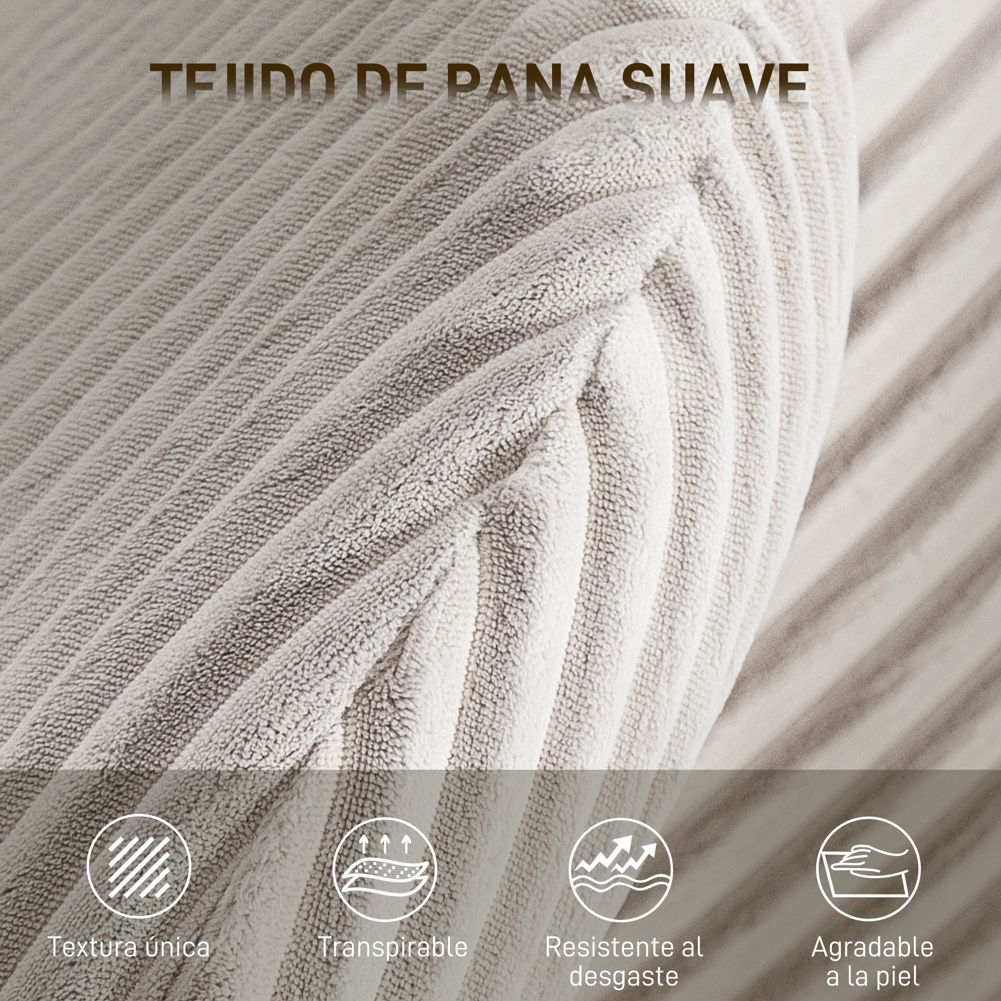 Silla de Oficina Piernas Cruzadas, Silla de Escritorio con Reposabrazos, Respaldo Alto, Reposacabezas Regulable, Ruedas, Altura Ajustable, Giratoria, Función Basculante, Tapizada en Pana, Gris