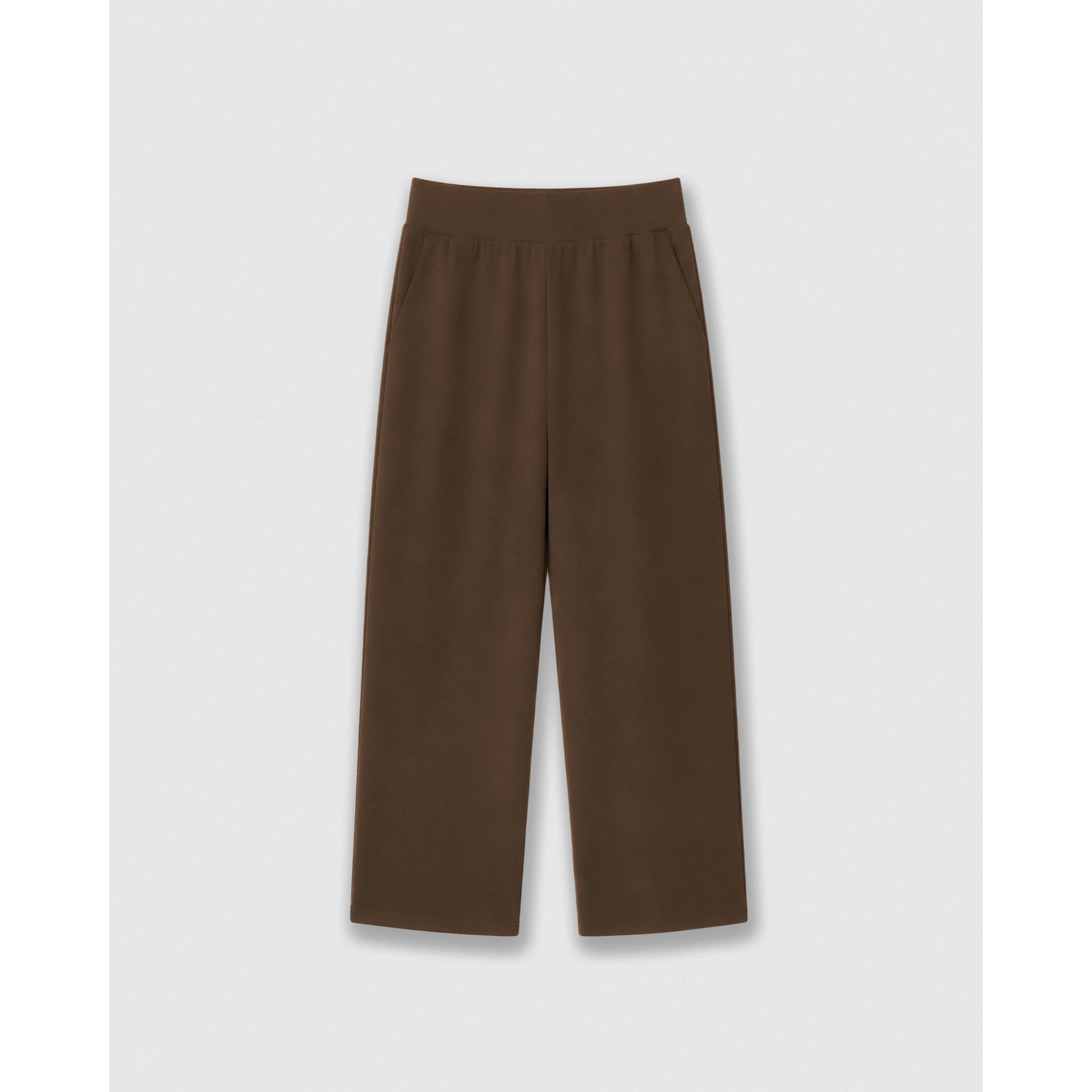 Pantalón largo fluido liso marrón