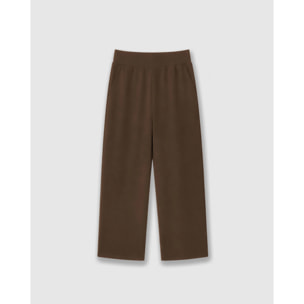 Pantalón largo fluido liso marrón