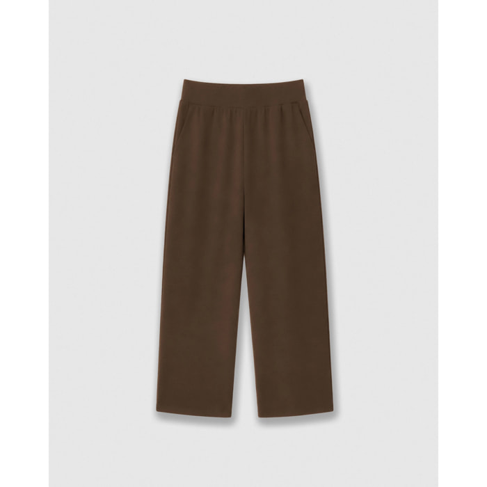 Pantalón largo fluido liso marrón