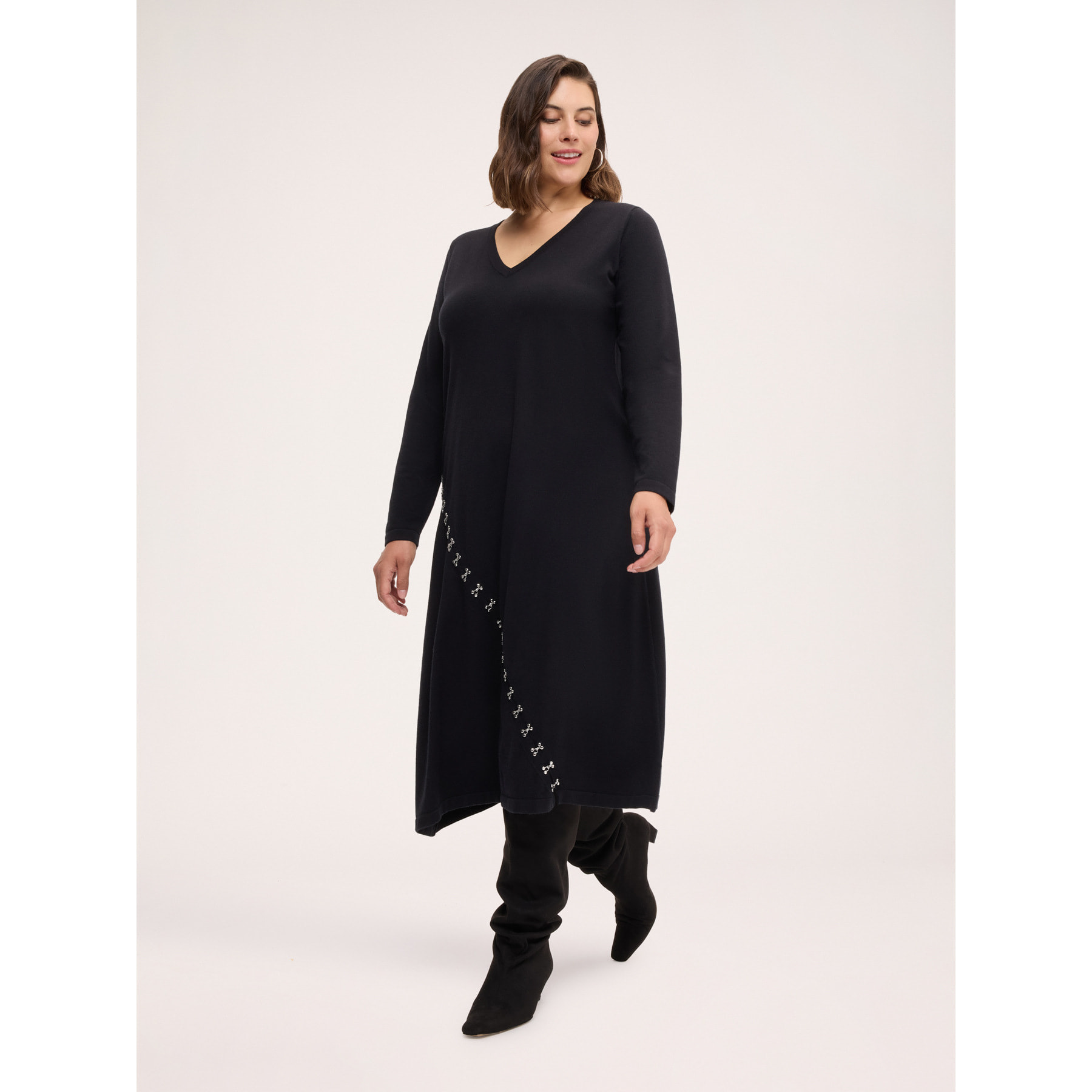 Fiorella Rubino - Vestito in maglia con applicazioni - Nero