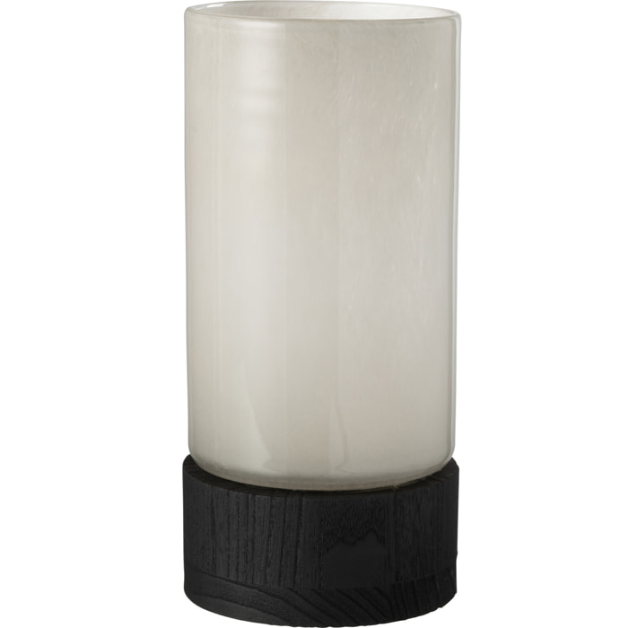 J-Line photophore/vase Ray - verre/bois De Saule - gris/noir - medium