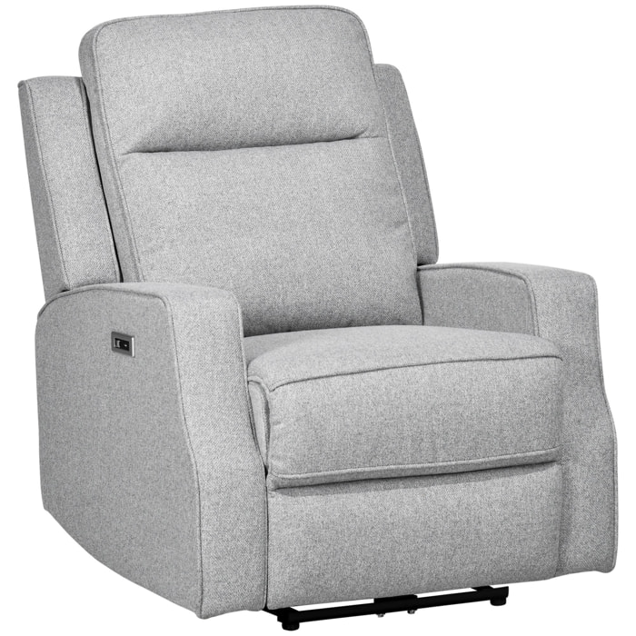 HOMCOM Sillón Reclinable Eléctrico Sillón Relax de Salón con Reclinación hasta 150° Reposabrazos y USB Carga 136 kg Sofá Reclinable para Salón Oficina Dormitorio 84x92x104 cm Gris