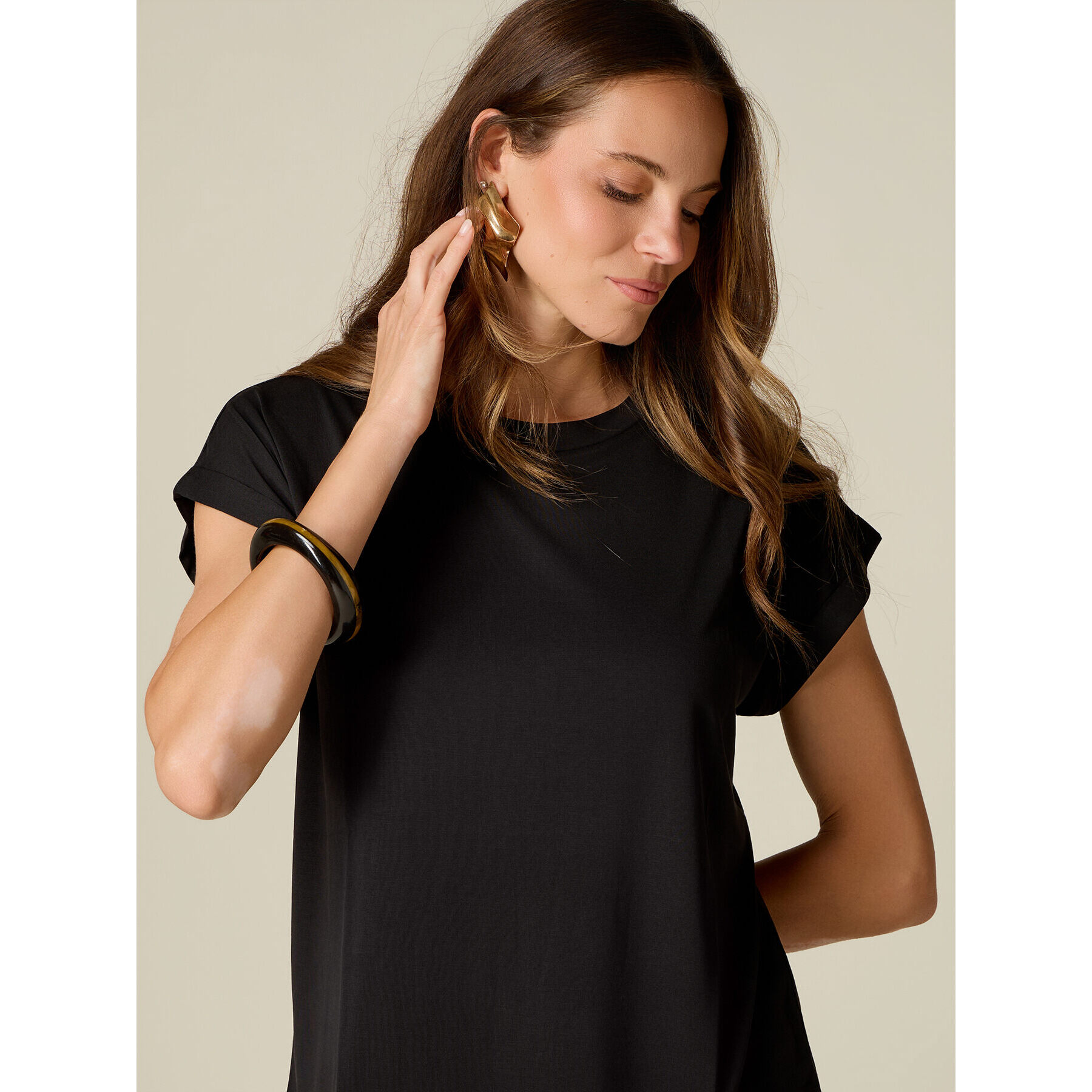 Oltre - T-shirt misto modal - Nero