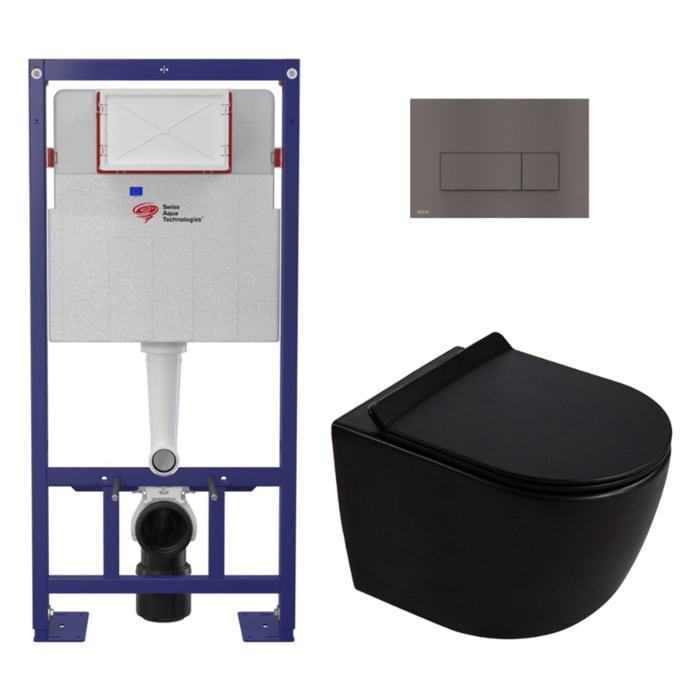 Pack WC bâti-support autoportant + WC suspendu sans bride Ceramia PixL avec abattant SoftClose + plaque (STCEPXBMT03-U)