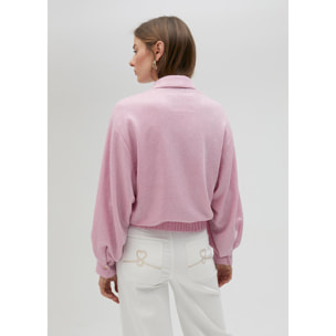 Giubbotto bomber paillette rosa